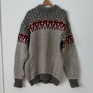 Scandia Strik Norwegian Chunky Fair Isle Pullover Mock Neck Sweater Denmark XXL